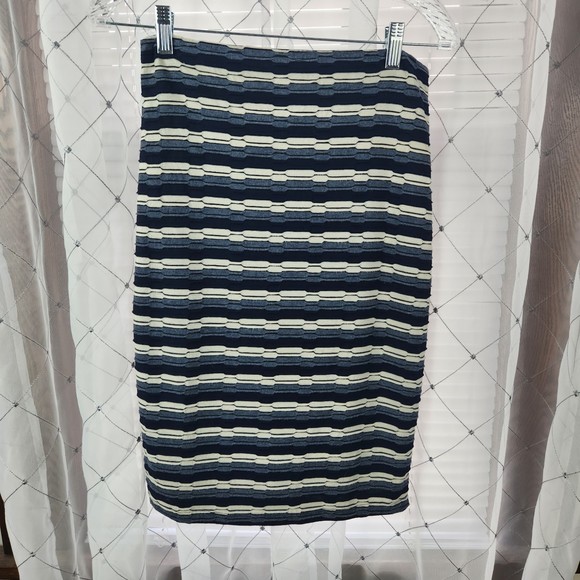 Paper moon for Stitch Fix Navy Gray Stripe Knit Pencil Skirt Small - Picture 1 of 5